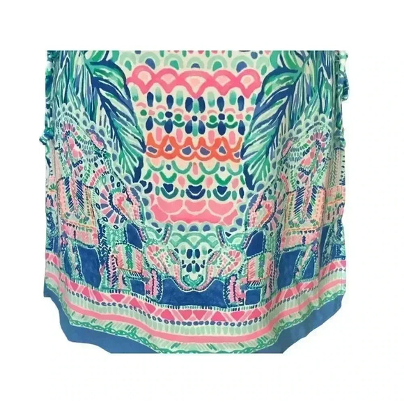 Lilly Pulitzer Feel the Beat Elephant Pink Blue Donna Romper Size 0 EUC - Picture 12 of 12